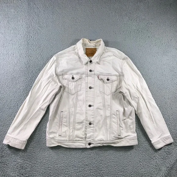 Levi's Premium Trucker Jacket Men 2XL White Denim Contrast Stitch Neutral Casual - Picture 2 of 10